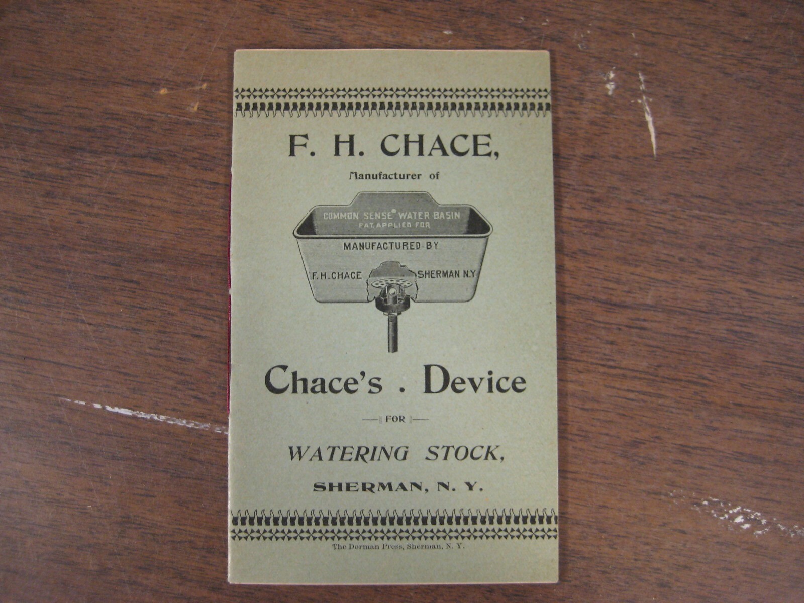 F. H. Chace&rsquo;s Stock Waterer 1900s Farm Advertising Pamphlet Sherman New York