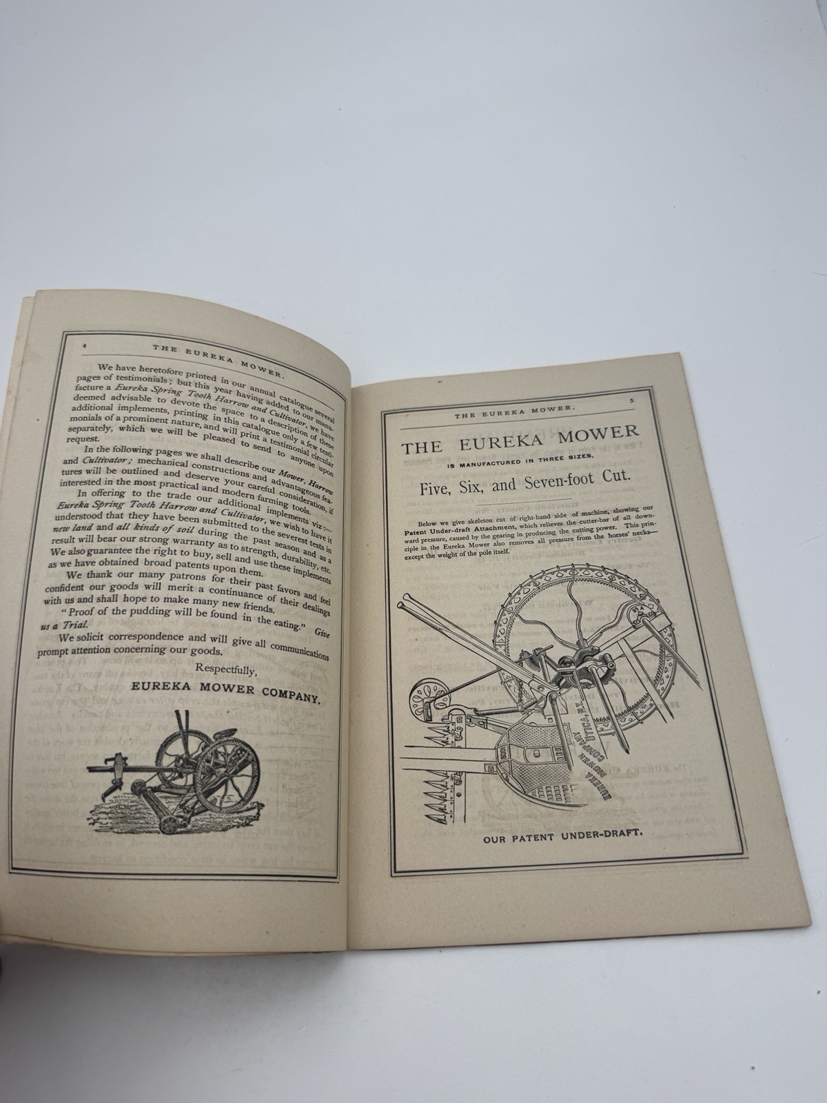 Vintage Eureka Mower Brochure 1889 RARE SHIPS FREE USA