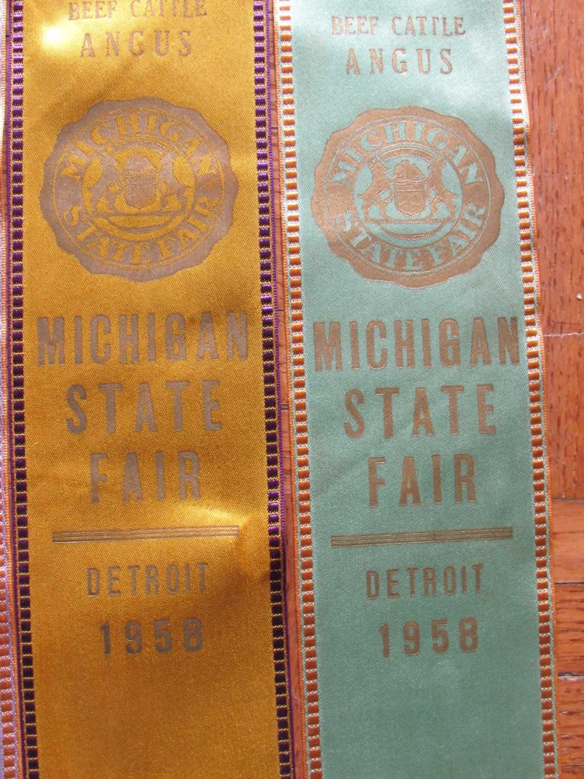 1958 FARM AWARD ANGUS BEEF CATTLE 6 RIBBON MICHIGAN STATE FAIR