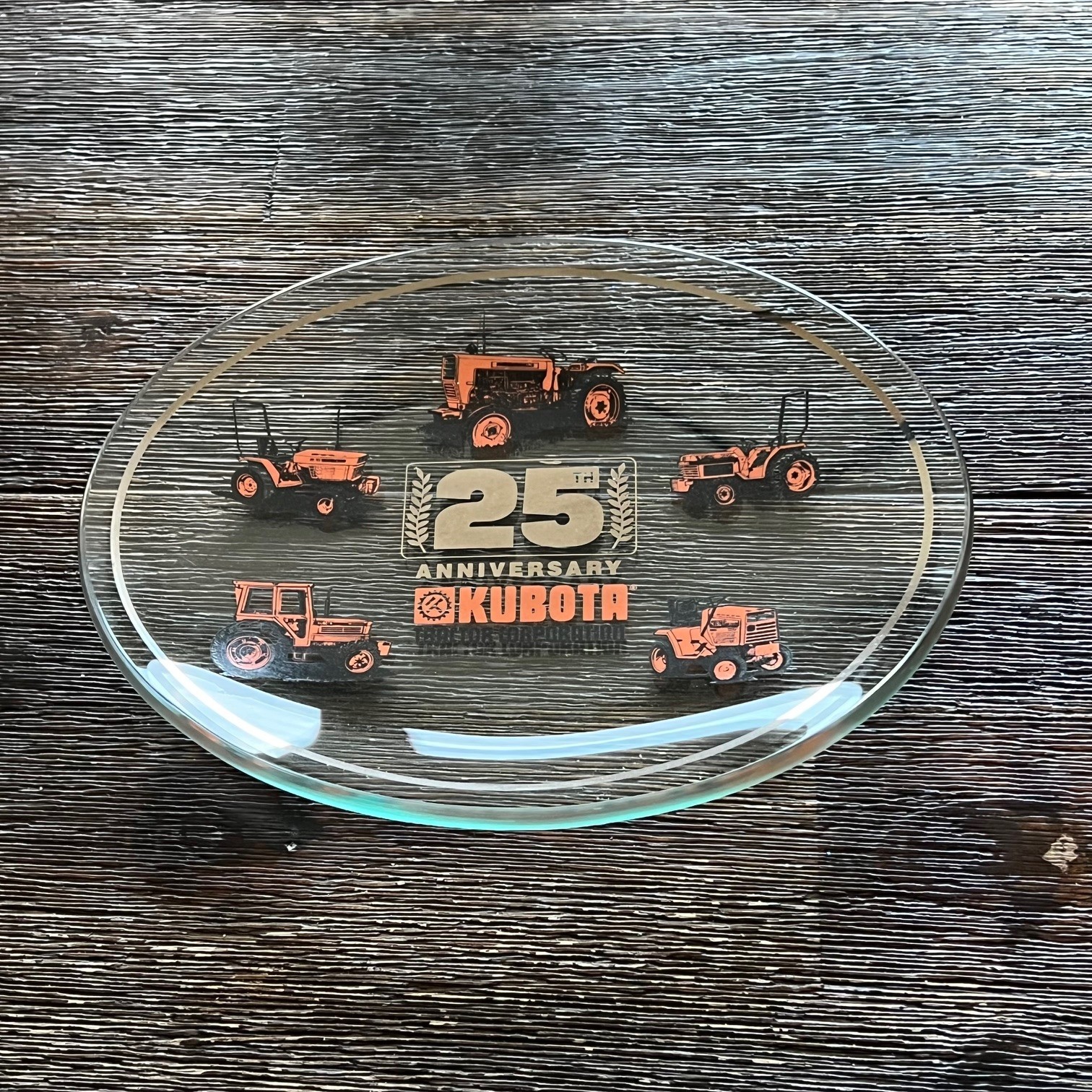 Kubota Tractor Company 25th Anniversary Glass Dish Oval Decorative Collectible