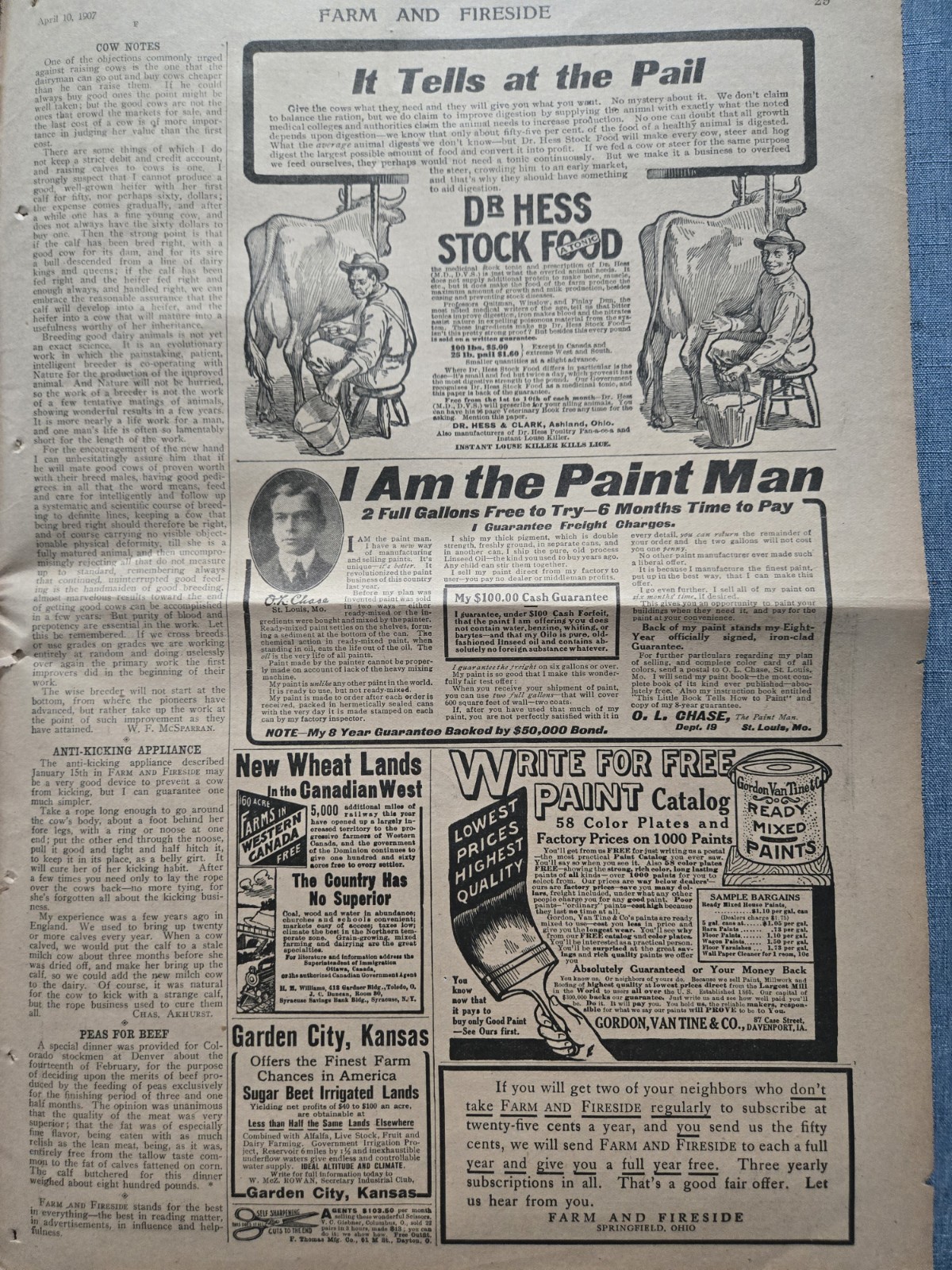 Farm & Fireside Newspaper April 10 1907 Articles Ads Fashion News Humor