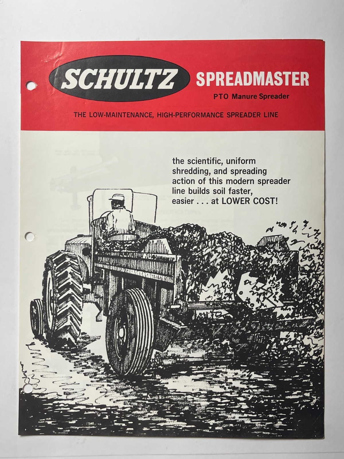 1976 Shultz Spreadmaster Manure Spreader Sales Brochure *Showroom Sales Book*