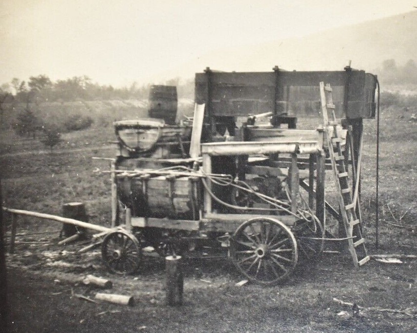 Vintage 1920&rsquo;s Snapshot Farm Tractor Black & White Sepia toned Photograph