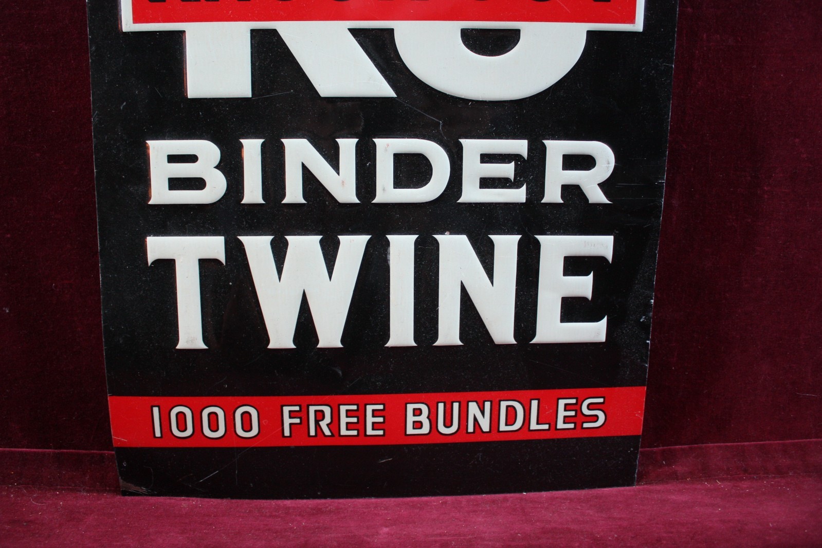 ** VINTAGE WE SELL KO KNOCK-OUT BINDER TWINE TIN SIGN AG DEALER ADVERTISING **