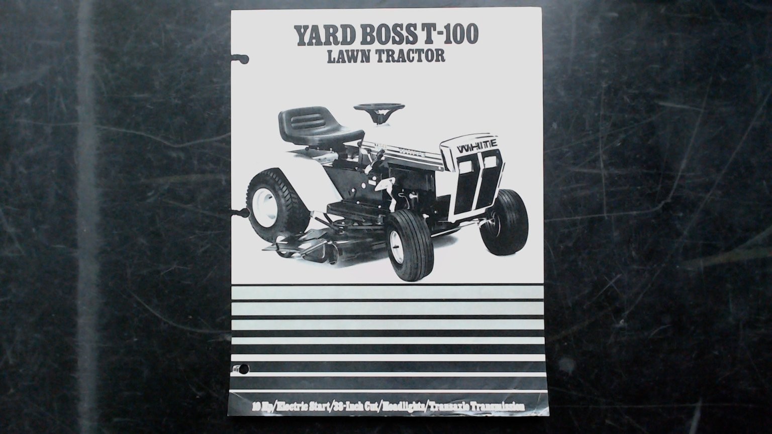 White Yard Boss T-100 Lawn Tractor Brochure Vintage Black White