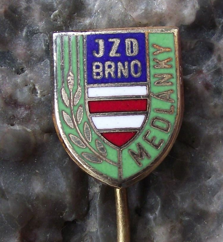 Antique JZD Medlany Czech Agricultural Collective Farming Union Farm Pin Badge