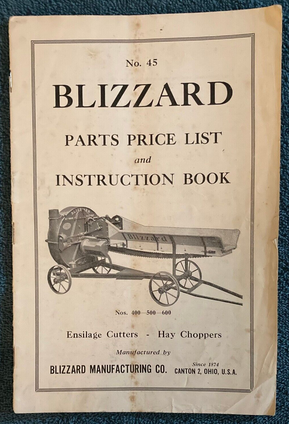 MR1414:Blizzard Manufacturing Hay Choppers Parts Price List & Instruction Book