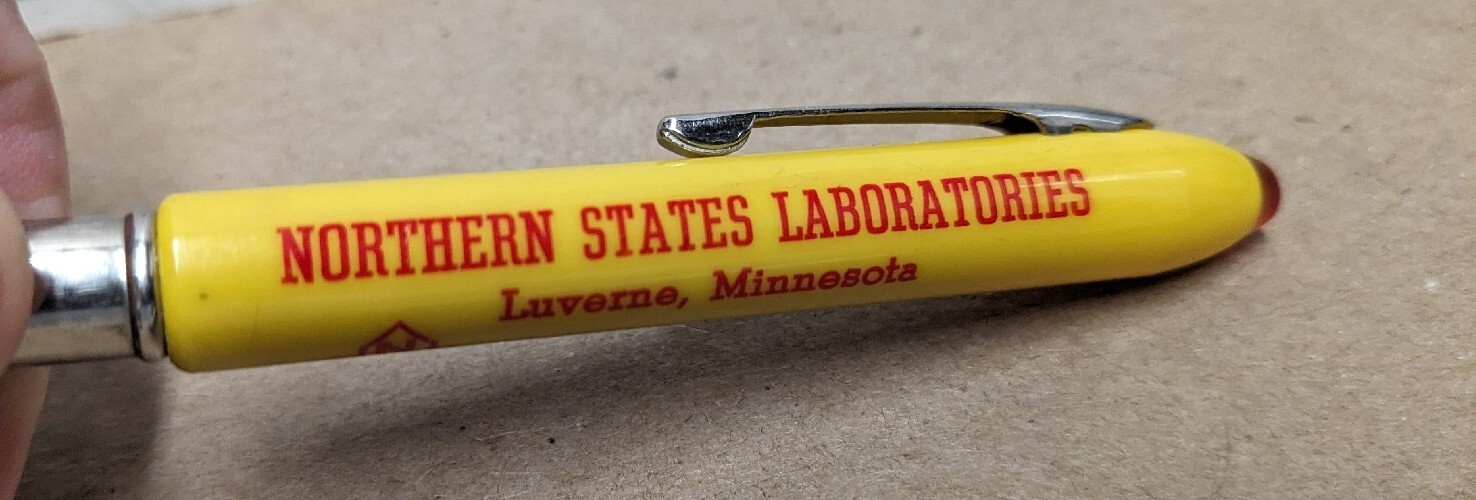 Vintage Northern States Laboratories Luverne MN Bullet Pen Nox Antibiotics