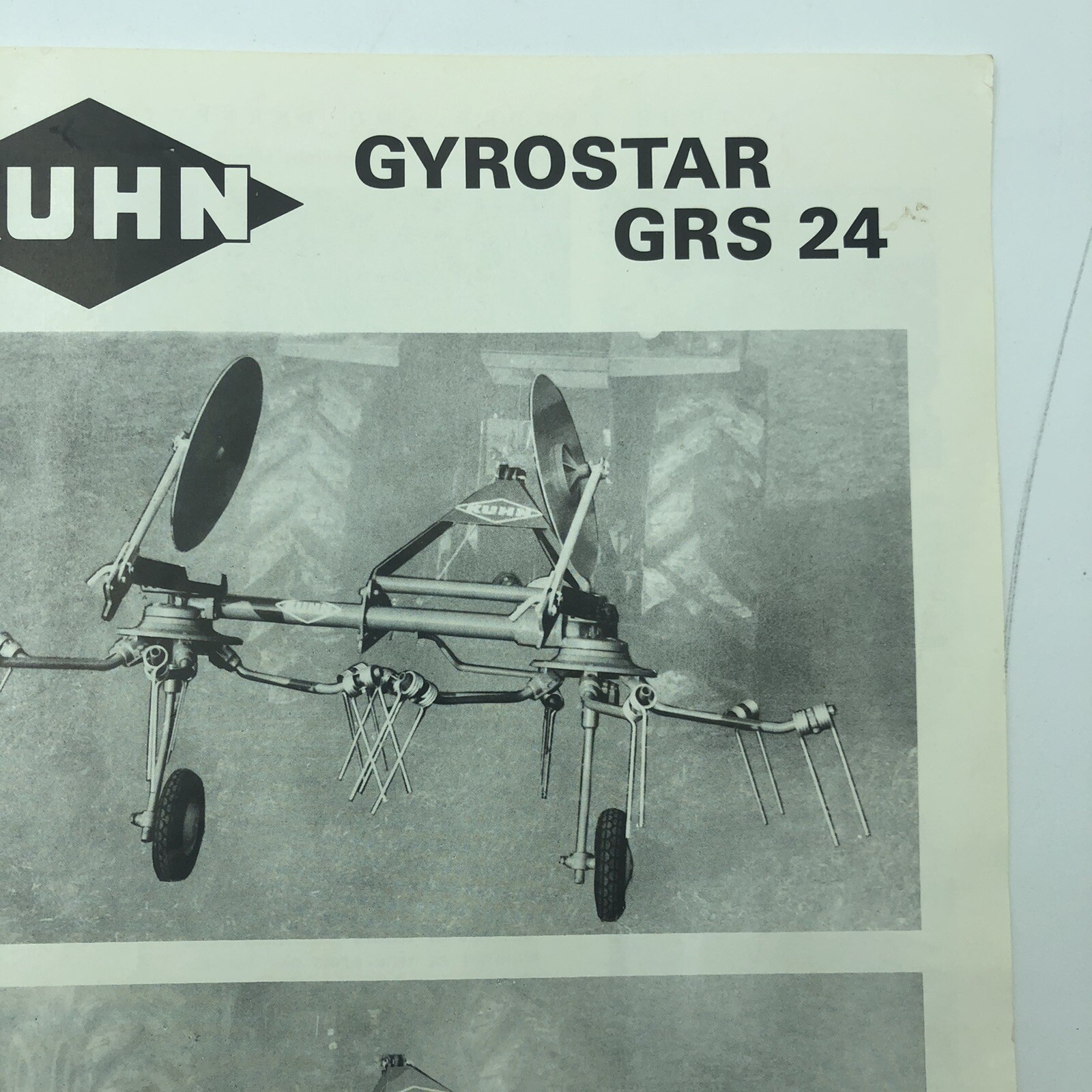 Original Kuhn Model GRS24 Gyrostar Tedder Rake Sales Brochure Page