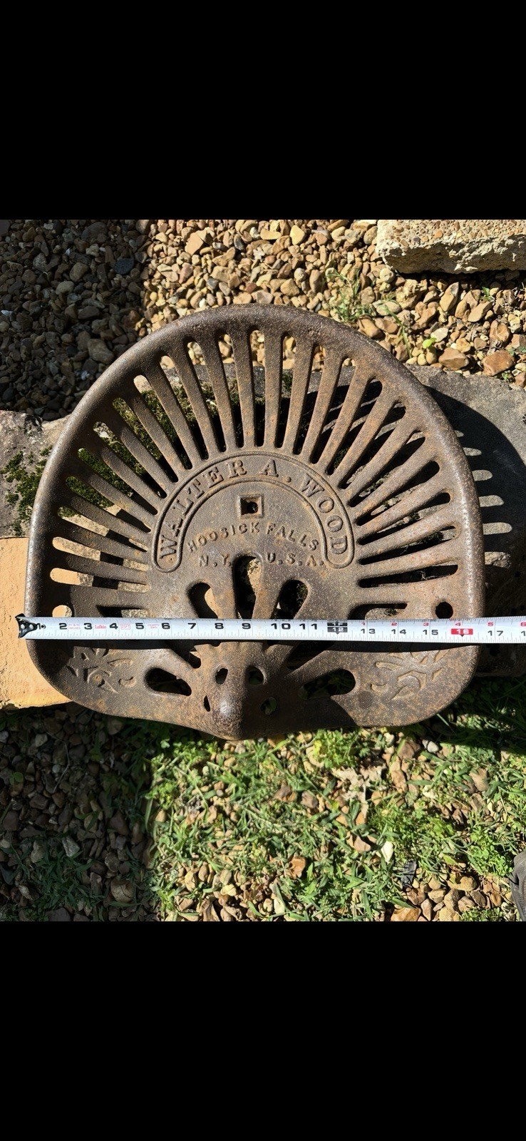 Antique Walter A. Wood Cast Iron Tractor Seat Hoosick Falls NY Farm Primitive