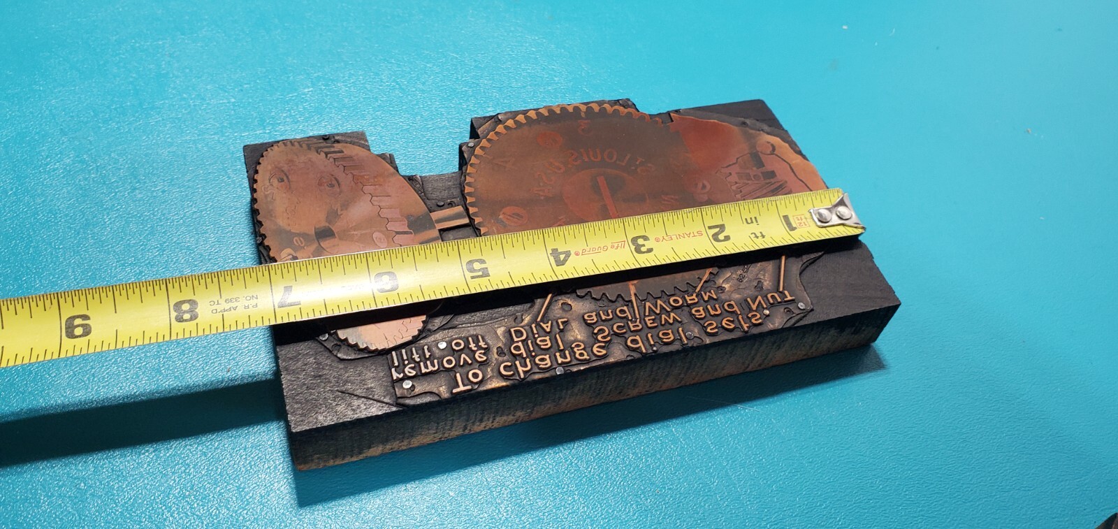 Vintage P.E. CHAPMAN Electric Gears Cogs St Louis Copper PRINTING PLATE Block