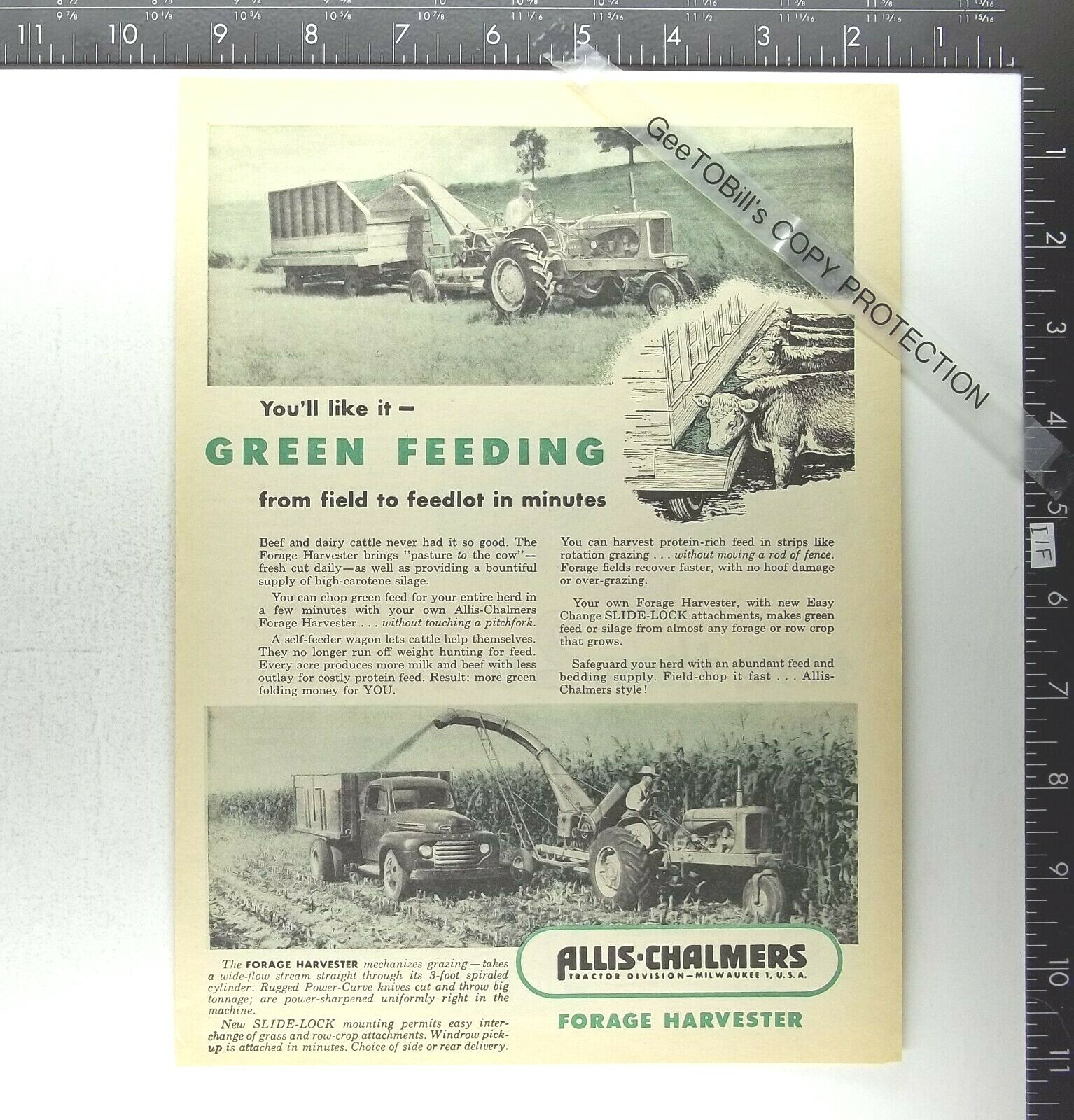 1955 Allis-Chalmers Forage Harvester Farming ad vintage magazine advertisement