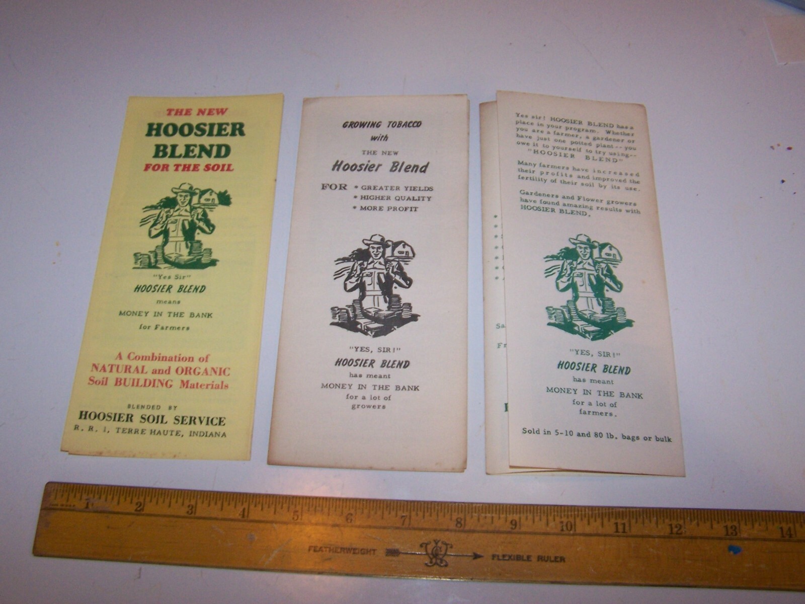 3 Vintage HOOSIER BLEND / SOIL SERVICE Fertilizer Brochures TERRE HAUTE INDIANA
