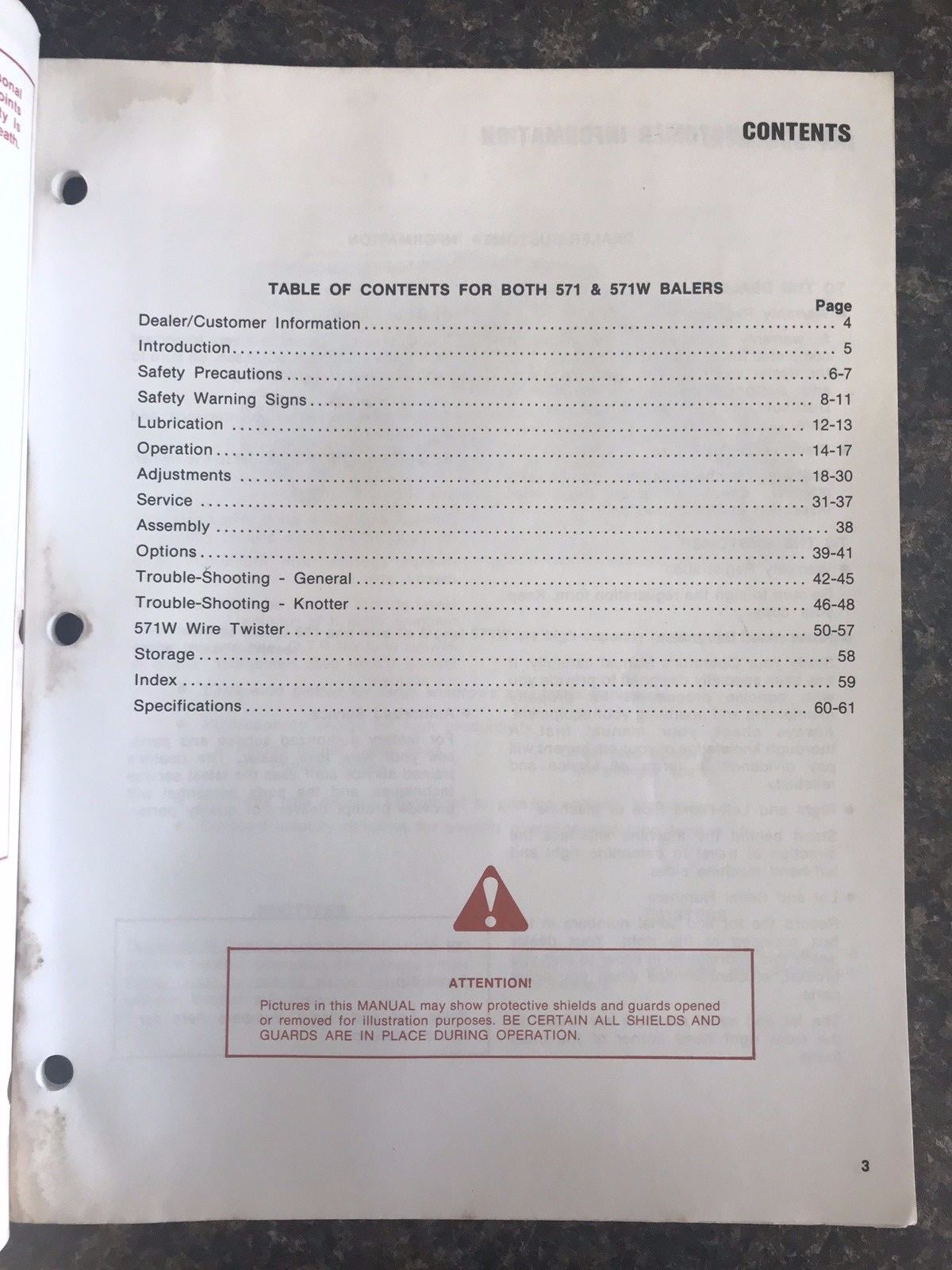 New Idea Nos. 571 & 571W Rectagular Balers Operator&rsquo;s Manual No. RB-117