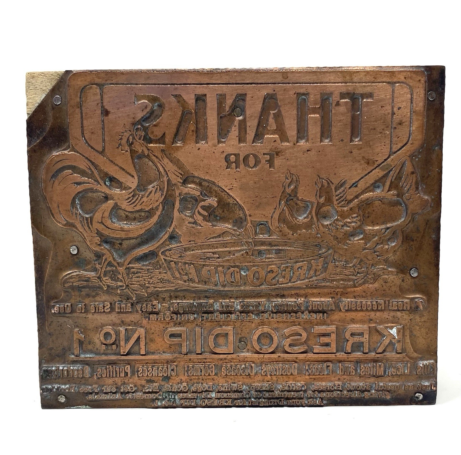 Kreso Dip No.1 Advertising Print Block With Copper Plate Vintage