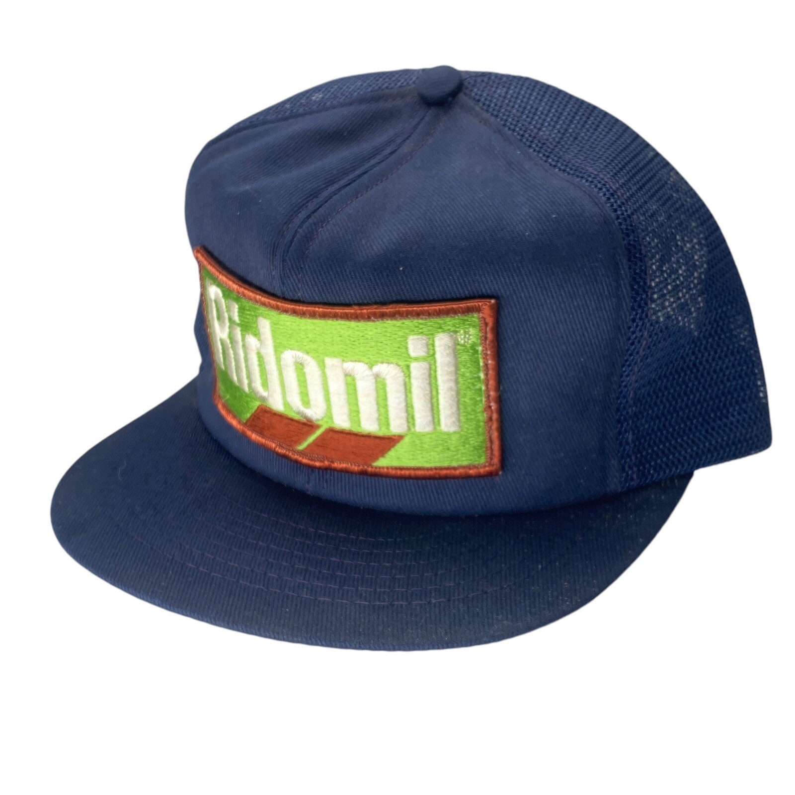 Ridomil Agriculture Farm Cap Embroidered Patch Snapback Trucker Hat Blue Vintage