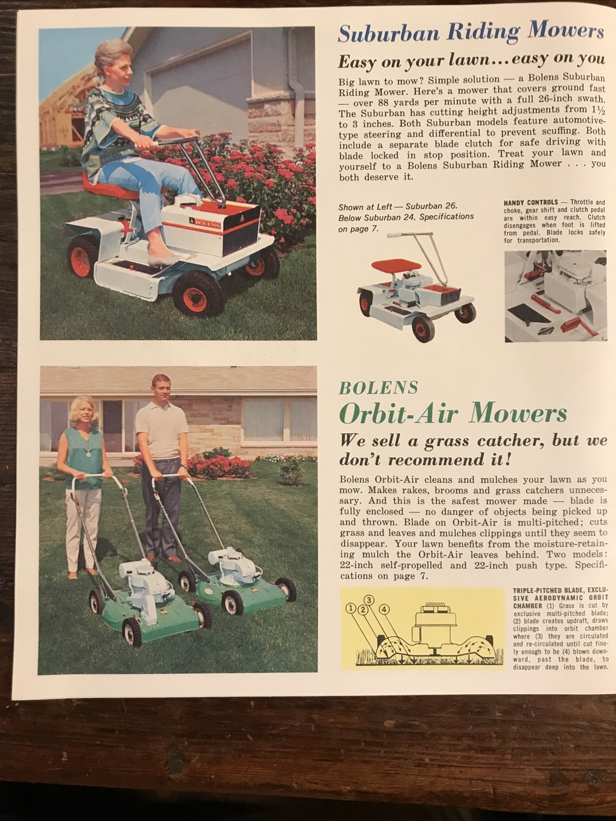 1965 VINTAGE ORIGINAL BOLENS LAWN GARDEN ESTATE KEEPER TRACTOR COLOR BROCHURE