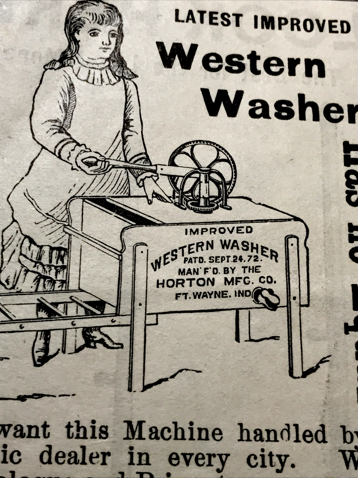 1886 Horton Western Washer Farm Advertising – Fort Wayne – Indiana