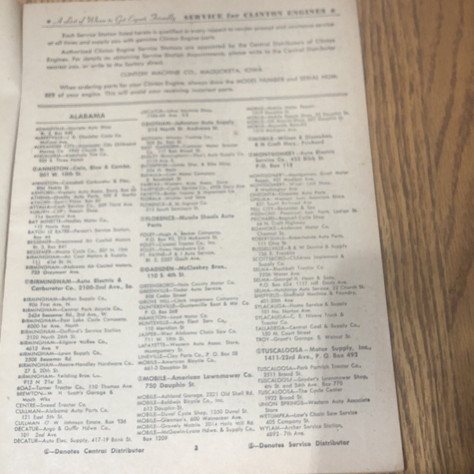 VTG 1953 Authorized Clinton Service Directory Precision Engines Machine Co.