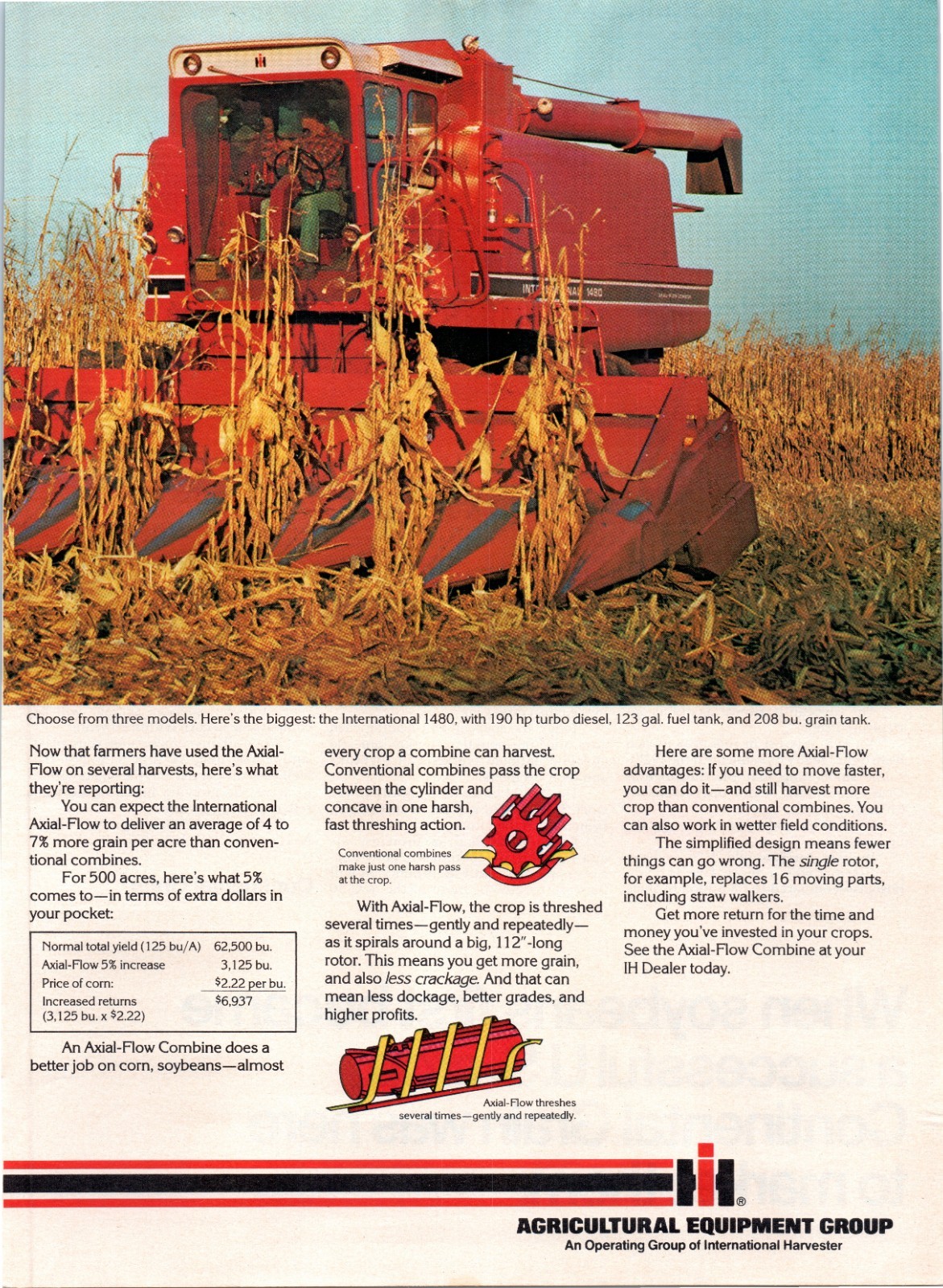 1978 IH International Harvester Axial-Flow Combine 70&rsquo;s Vintage 2-Page Print Ad
