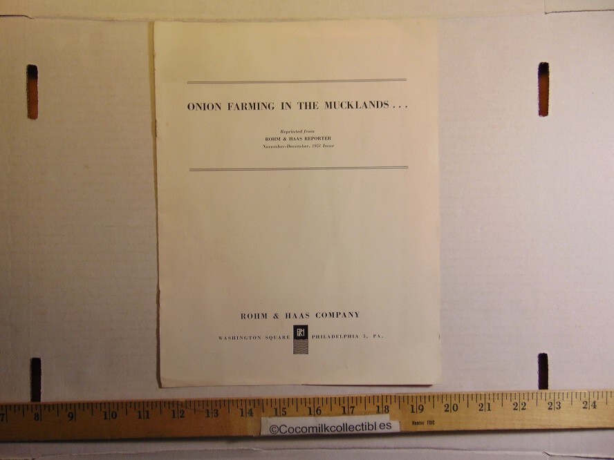 Vintage 1951 Rohm & Haas Co Onion Farming In The Mucklands Brochure