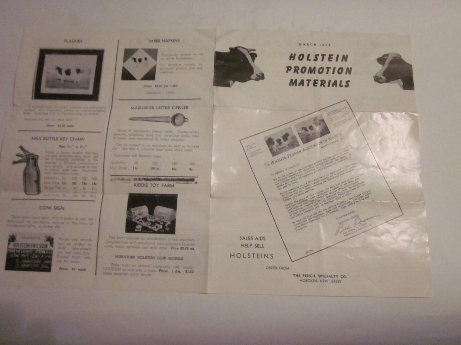 1952 Holstein Friesian Association of America Promotion Materials brochure