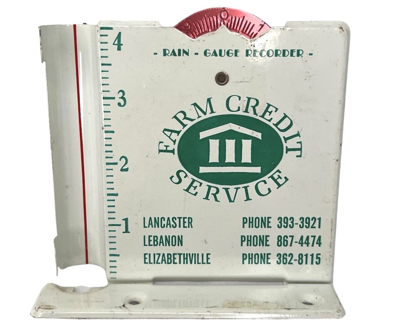 Vtg Farm Credit Service Rain Gauge Recorder Lancaster PA Missing Glass Tube