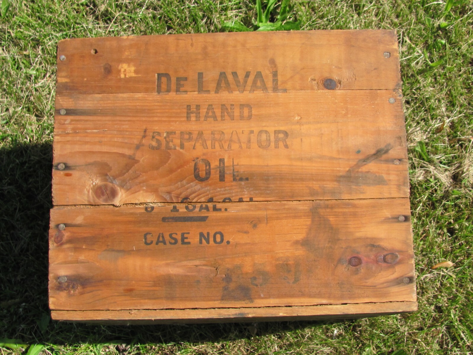 VTG DeLAVAL MILK CREAM SEPARATOR MACHINE OIL CAN WOOD SHIPPING BOX EL PASO IL