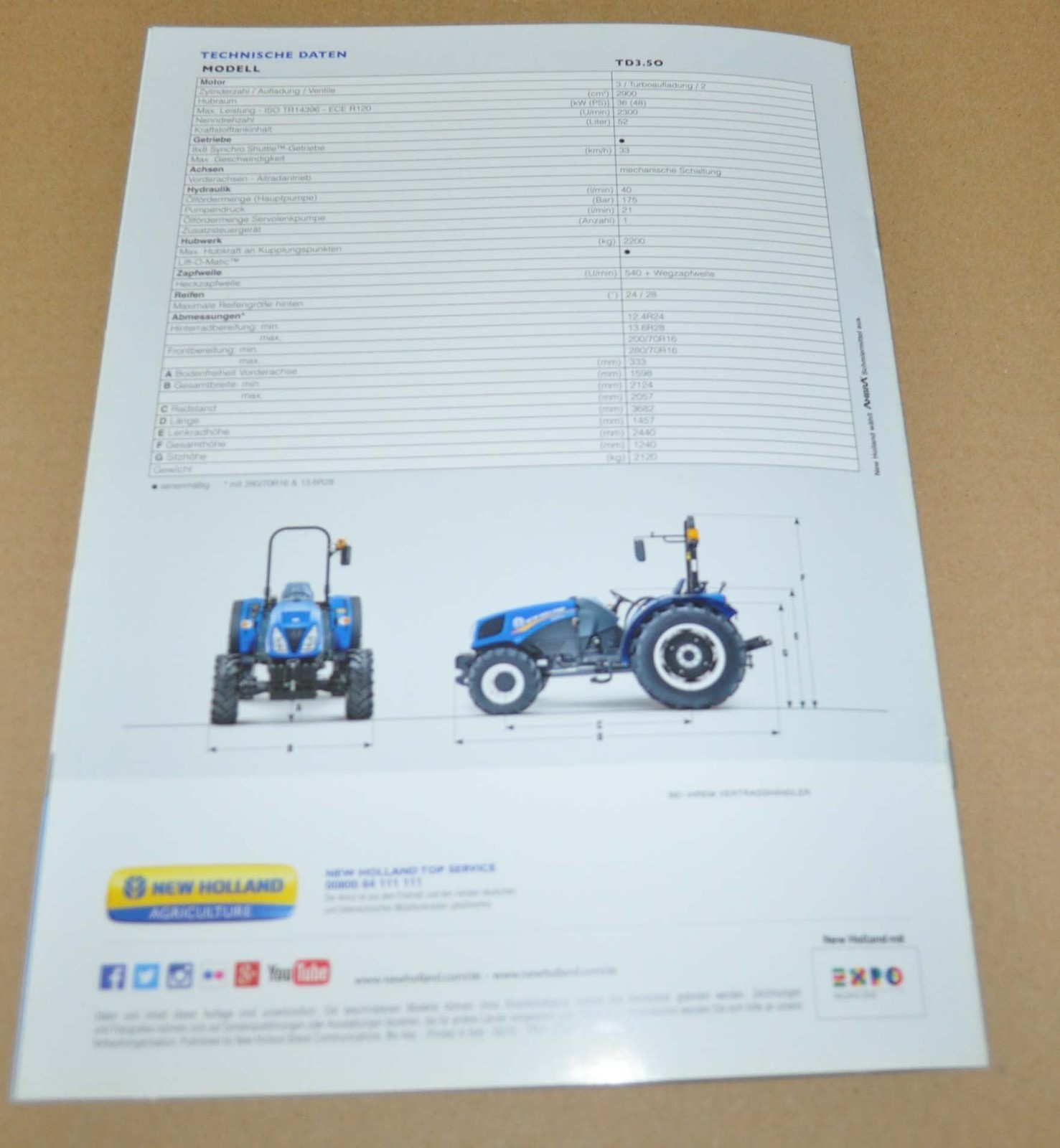 2015 New Holland TD3.50 Tractor Brochure Prospekt DE