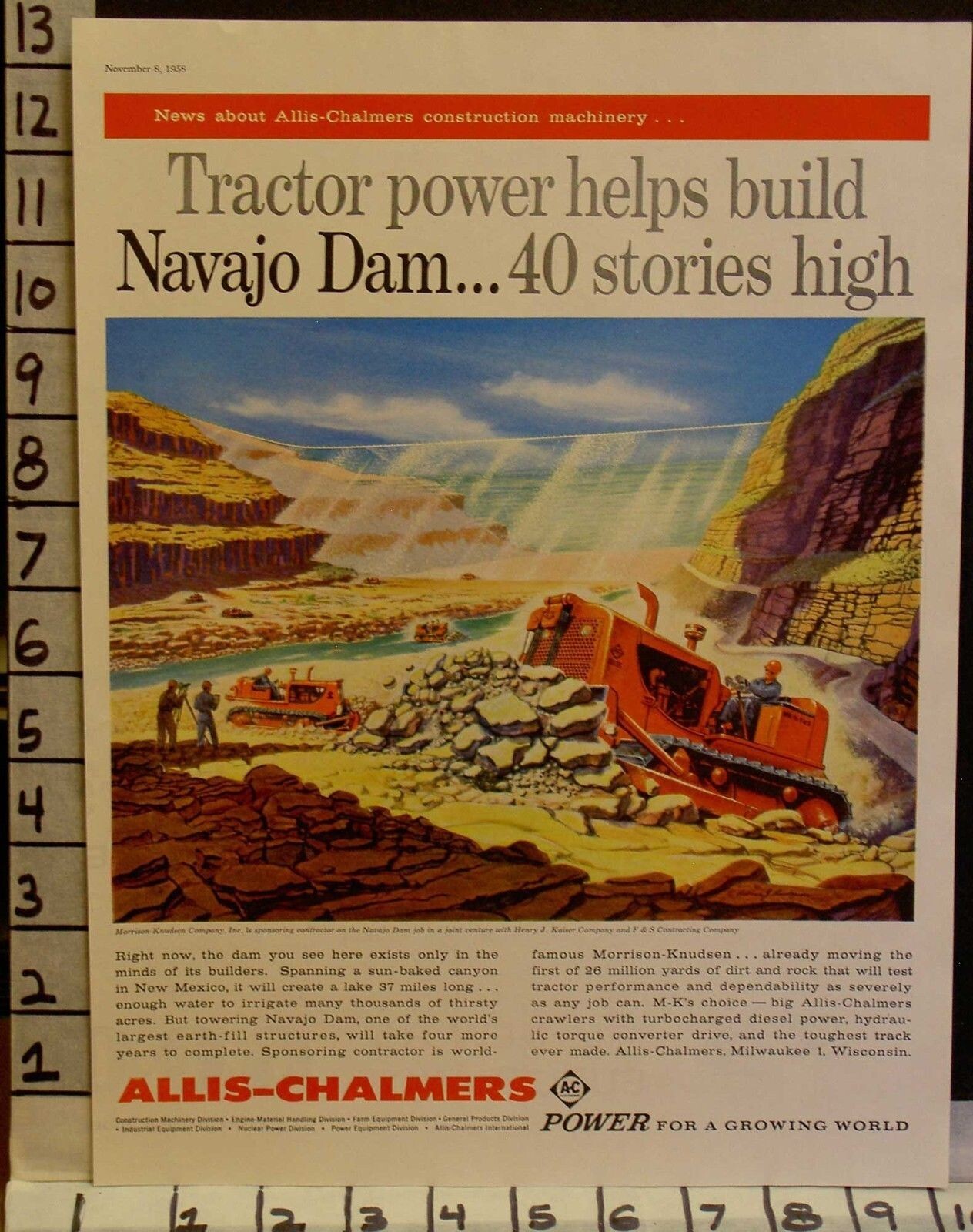 1958 ALLIS CHALMERS CONSTRUCTION BULLDOZER NAVAJO DAM MILWAUKEE 2308123081