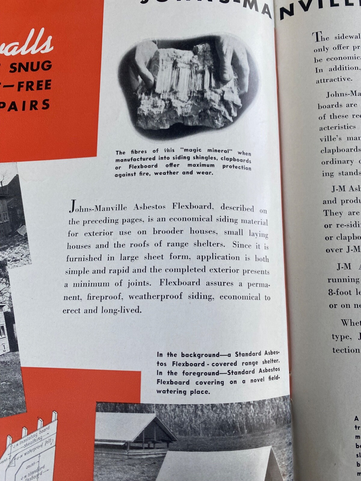 Vintage Johns-Manville Poultry House Building Materials Asbestos Siding Brochure