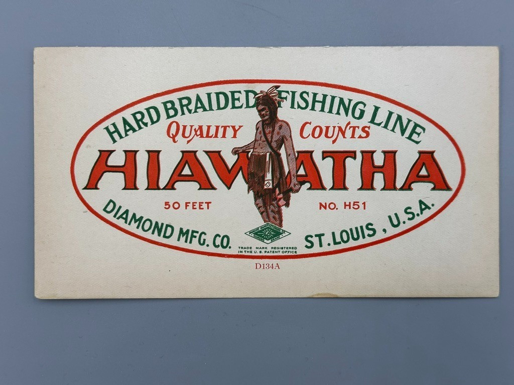 HIAWATHA FISHING LINE Diamond Co St Louis ADVERTISING Card Not a Blotter Vintage