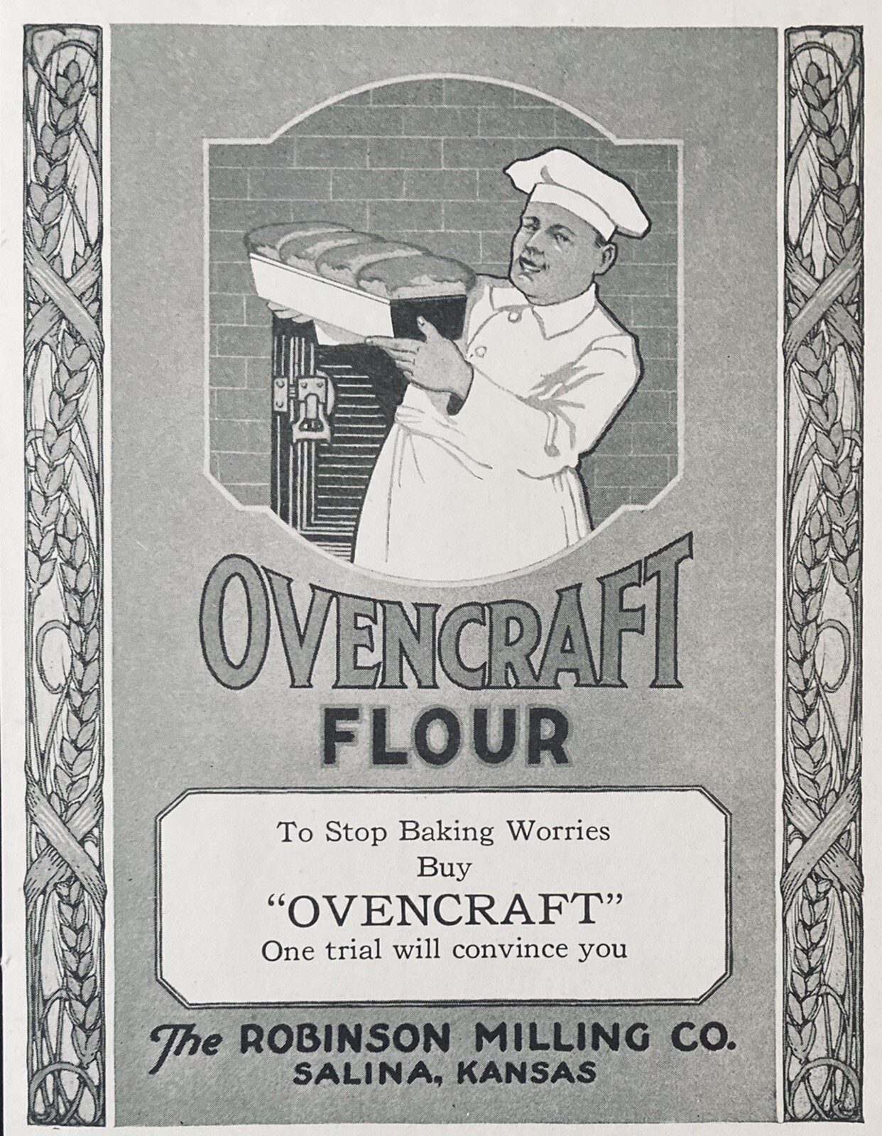 1919 AD.(XH23)~ROBINSON MILLING CO. SALINA, KS. OVENCRAFT FLOUR