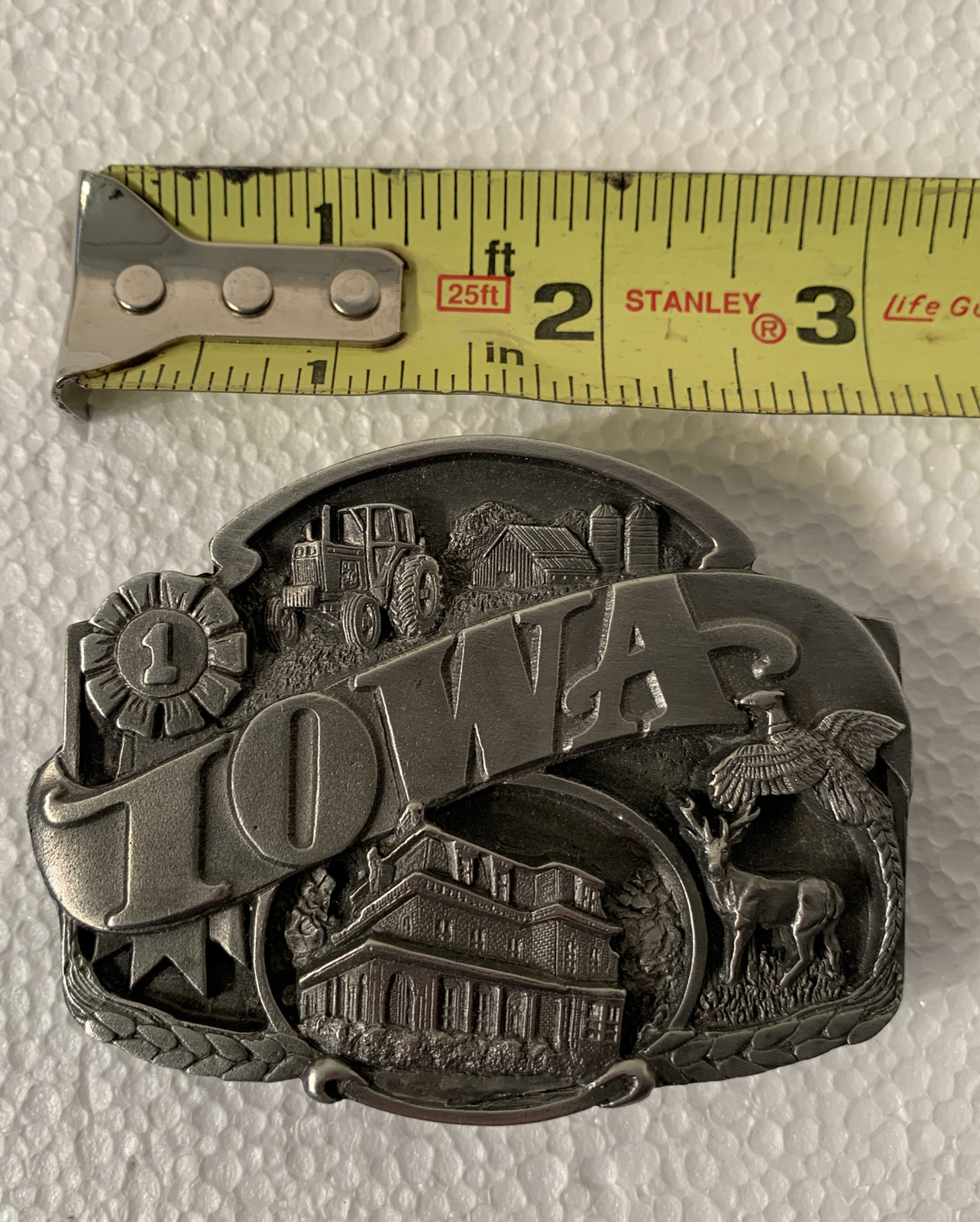 Vintage 1992 IOWA STATE BELT BUCKLE Siskiyou Buckle Co. (I-43) Made In USA