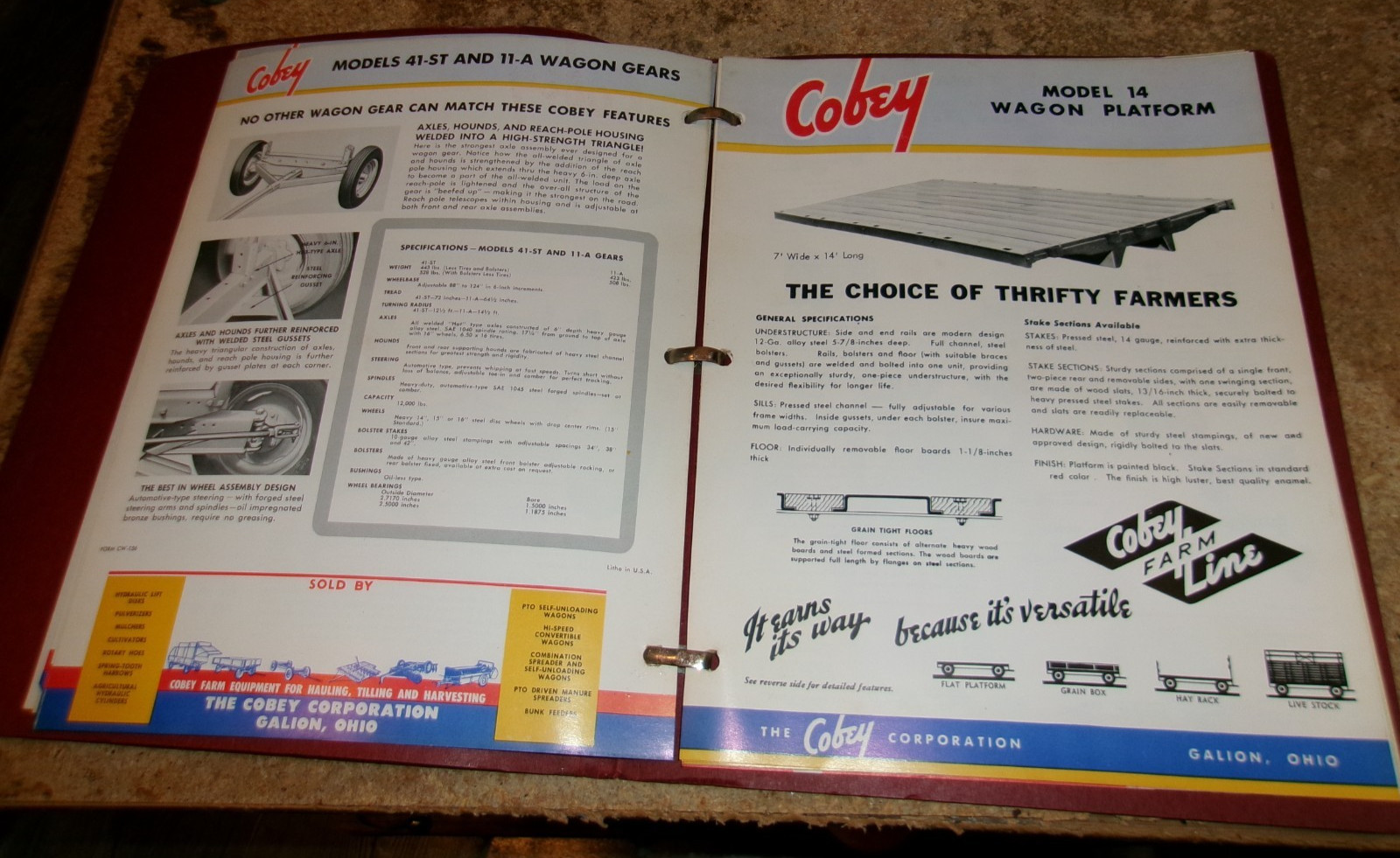 vintage cobey line binder with farm equipment brochures in good shape used