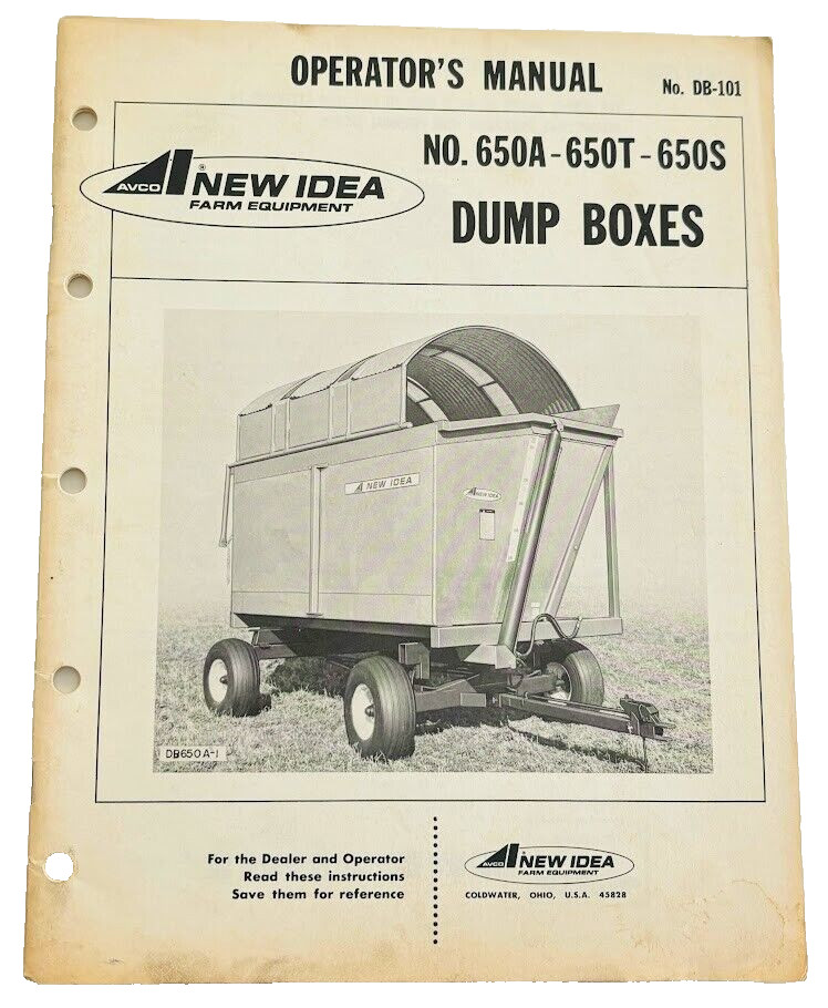 NEW IDEA Farm Equipment Dump Boxes 650A 650T Original 1978 Owners Manual Book