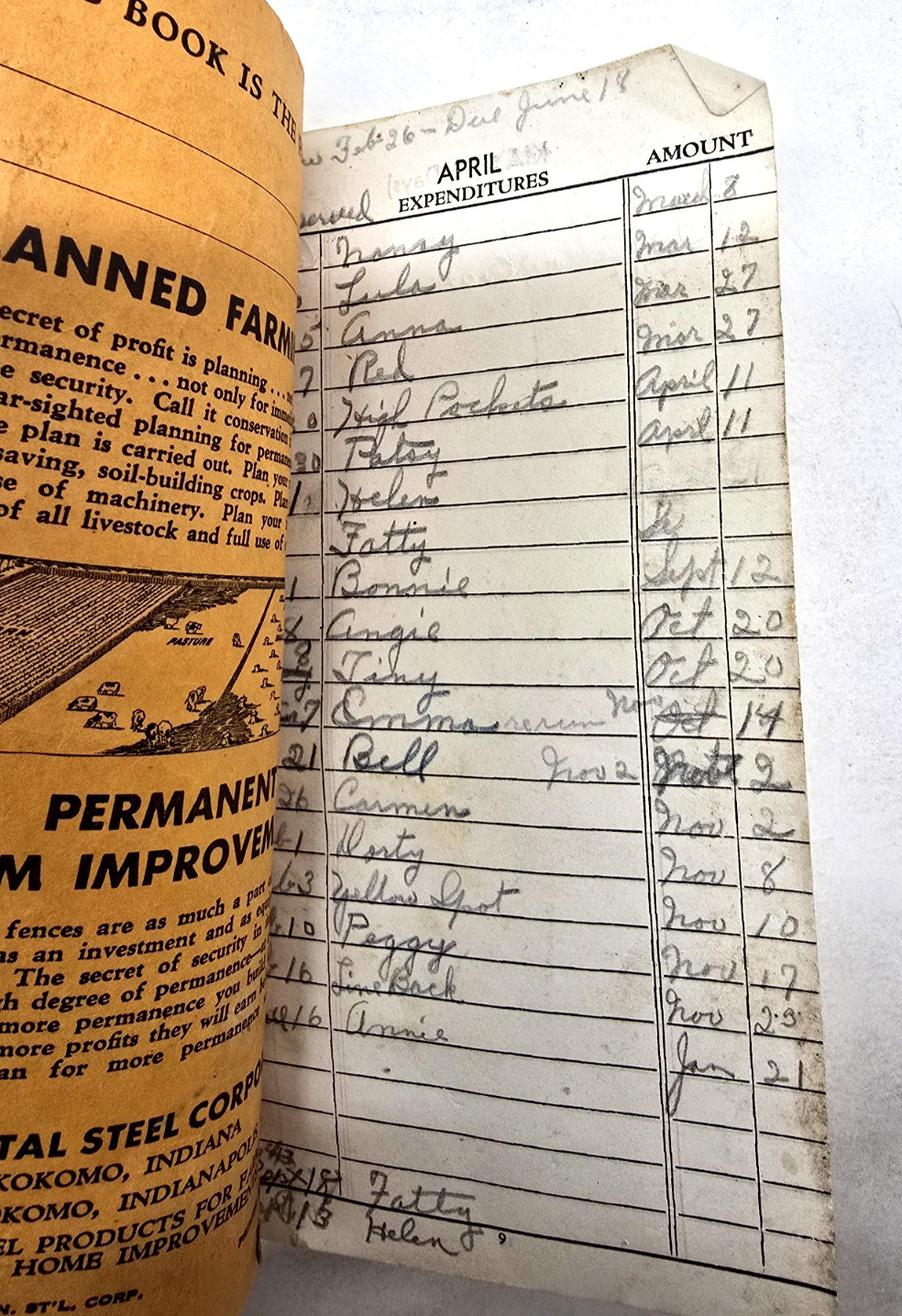 1939 Farm & Livestock Live Stock Record Book Building Lumber Co. Yreka Ca.