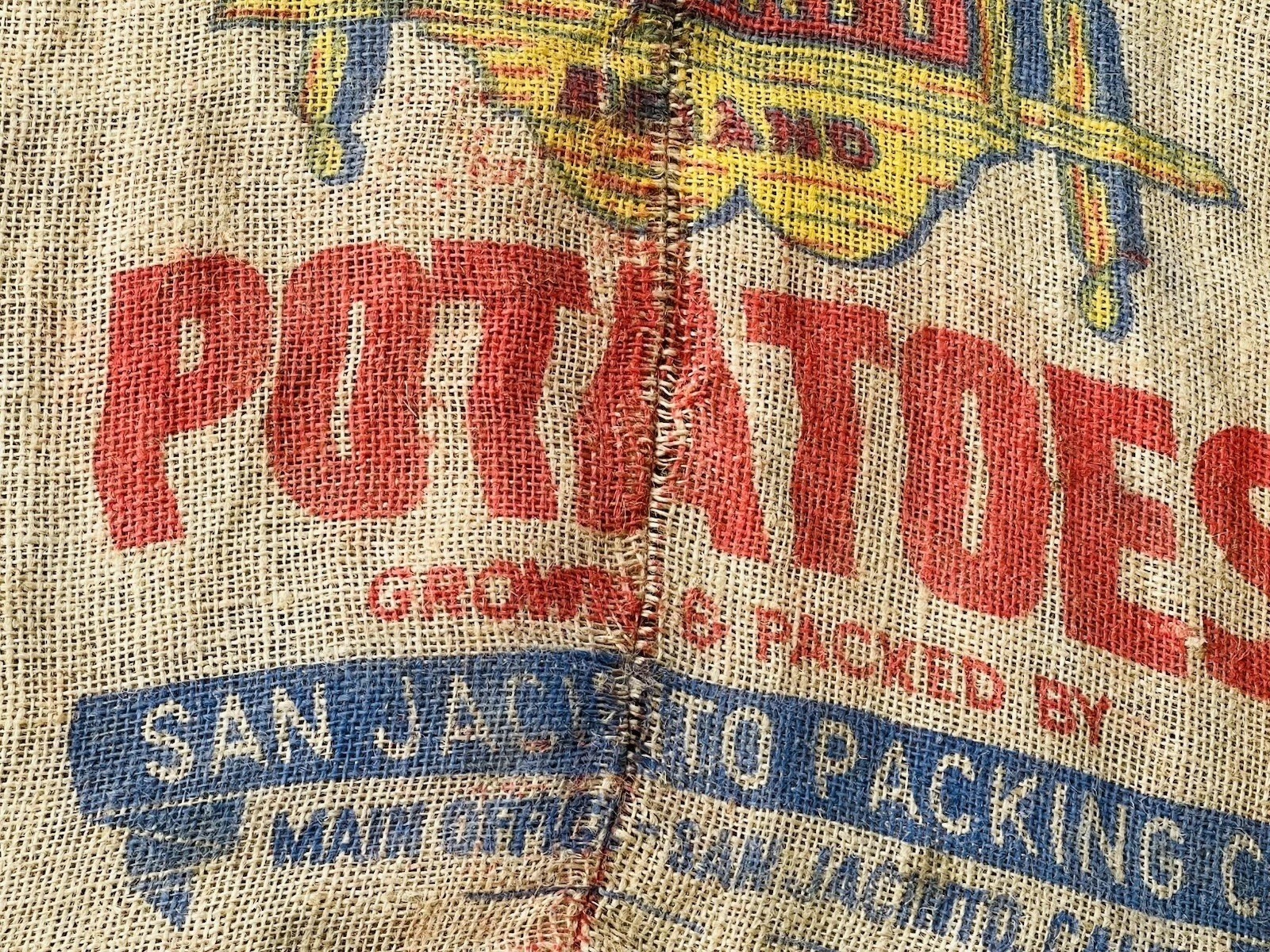 LADY LIBERTY BRAND POTATOES BURLAP BAG U.S. NO. 1 RUSTIC 100 LBS SAN JACINTO, CA