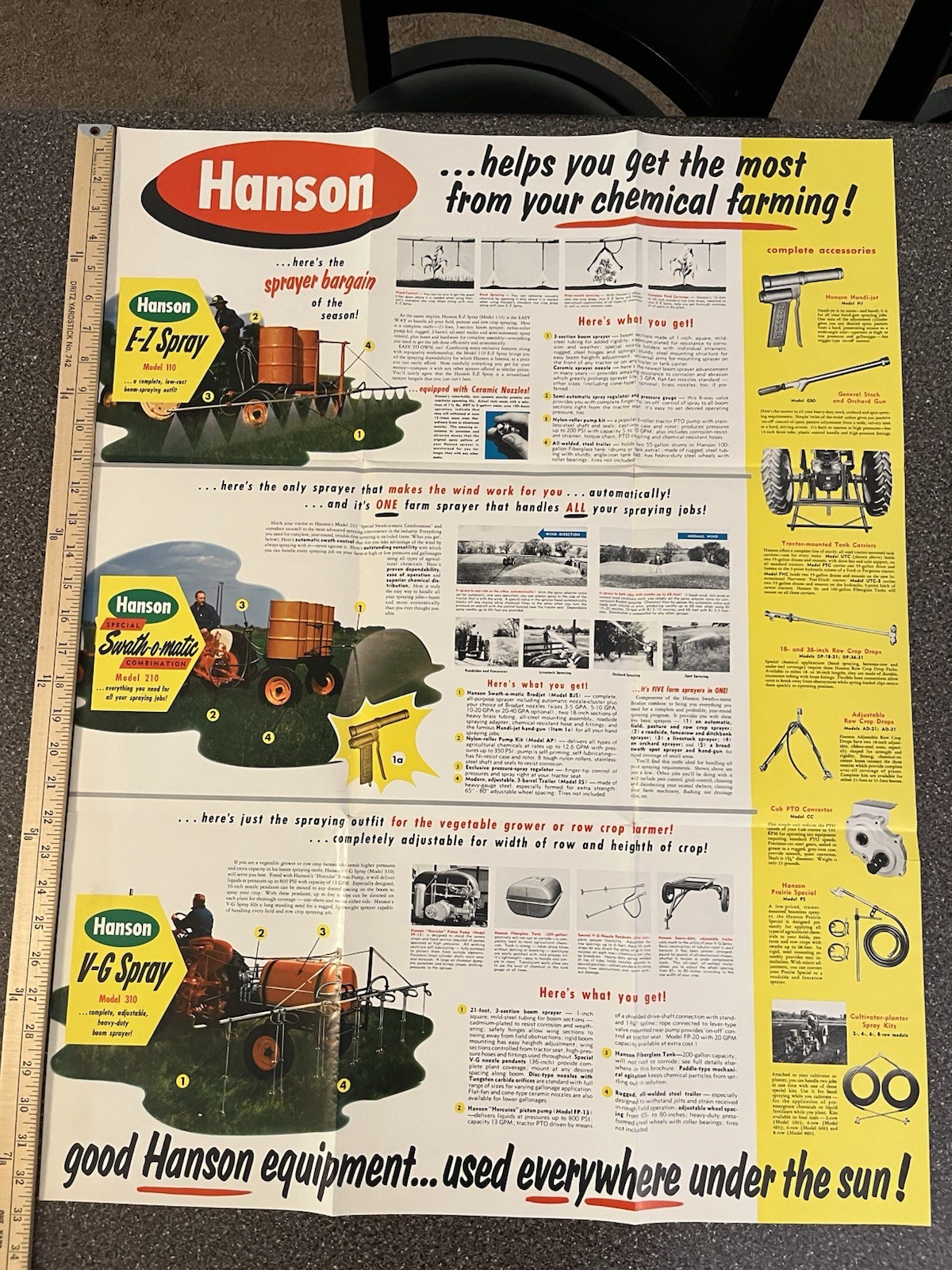 Hanson Equipment E-Z Spray Swathomatic V-G Spray Sprayers Brochure Poster Rare