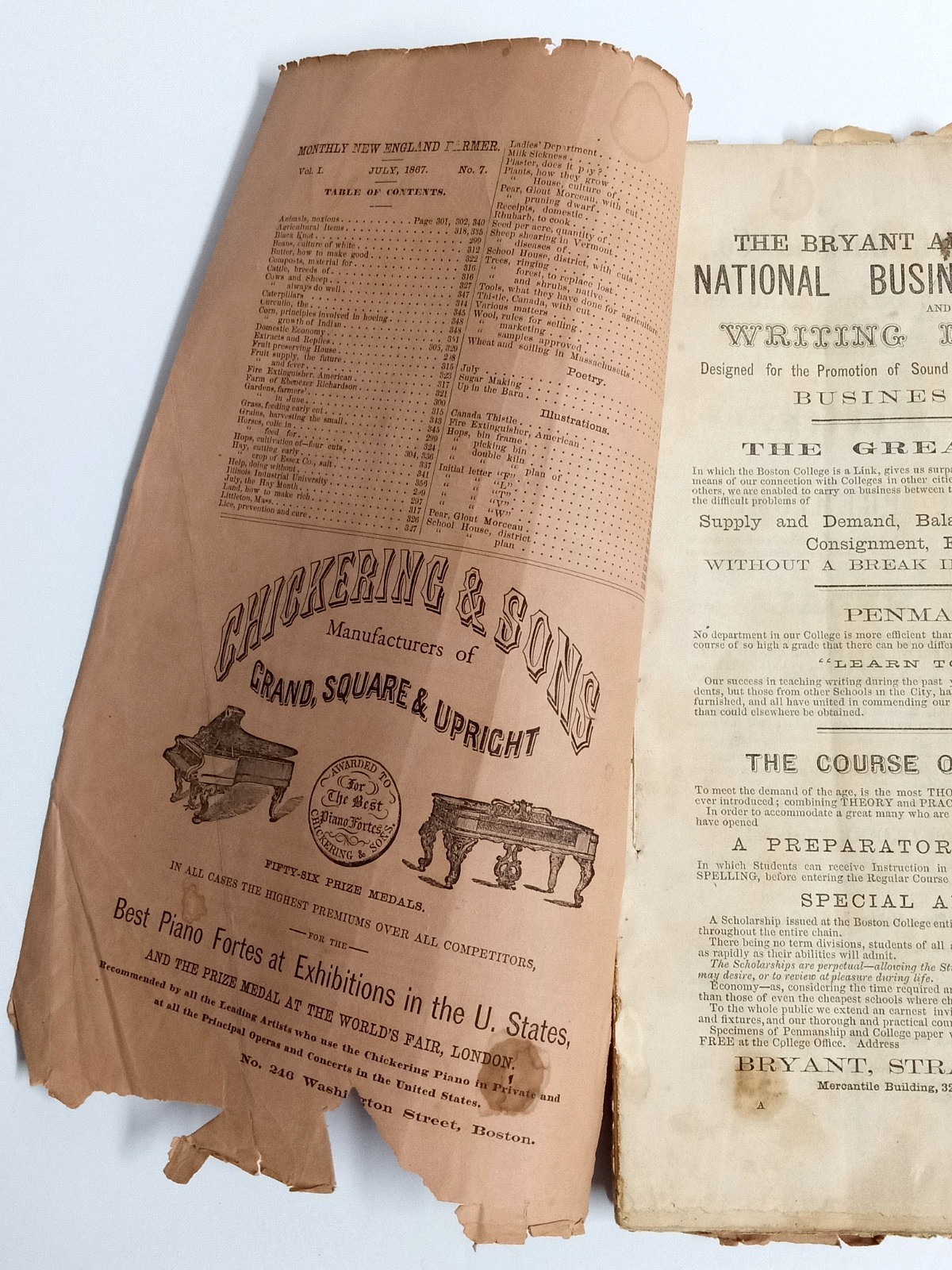 1867 New England Farmer July Monthly Devoted to Agriculture RP Eaton & Co Boston