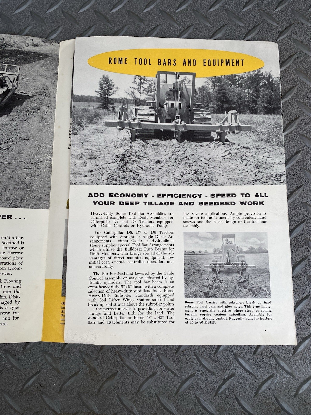 Rome Disk Plowing Harrows 2 page Foldout Sales Brochure 1956