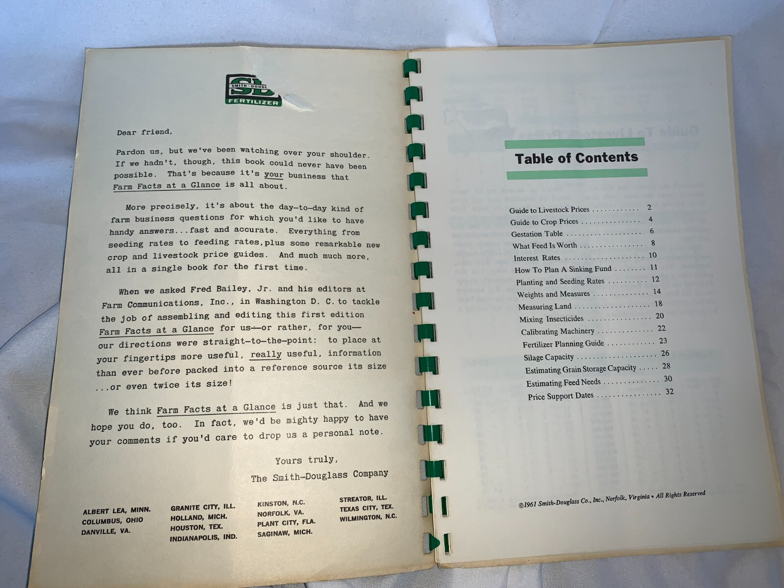 RARE VTG 1961 Smith Douglas Fertilizer Farm Facts At A Glance – NICE Condition!