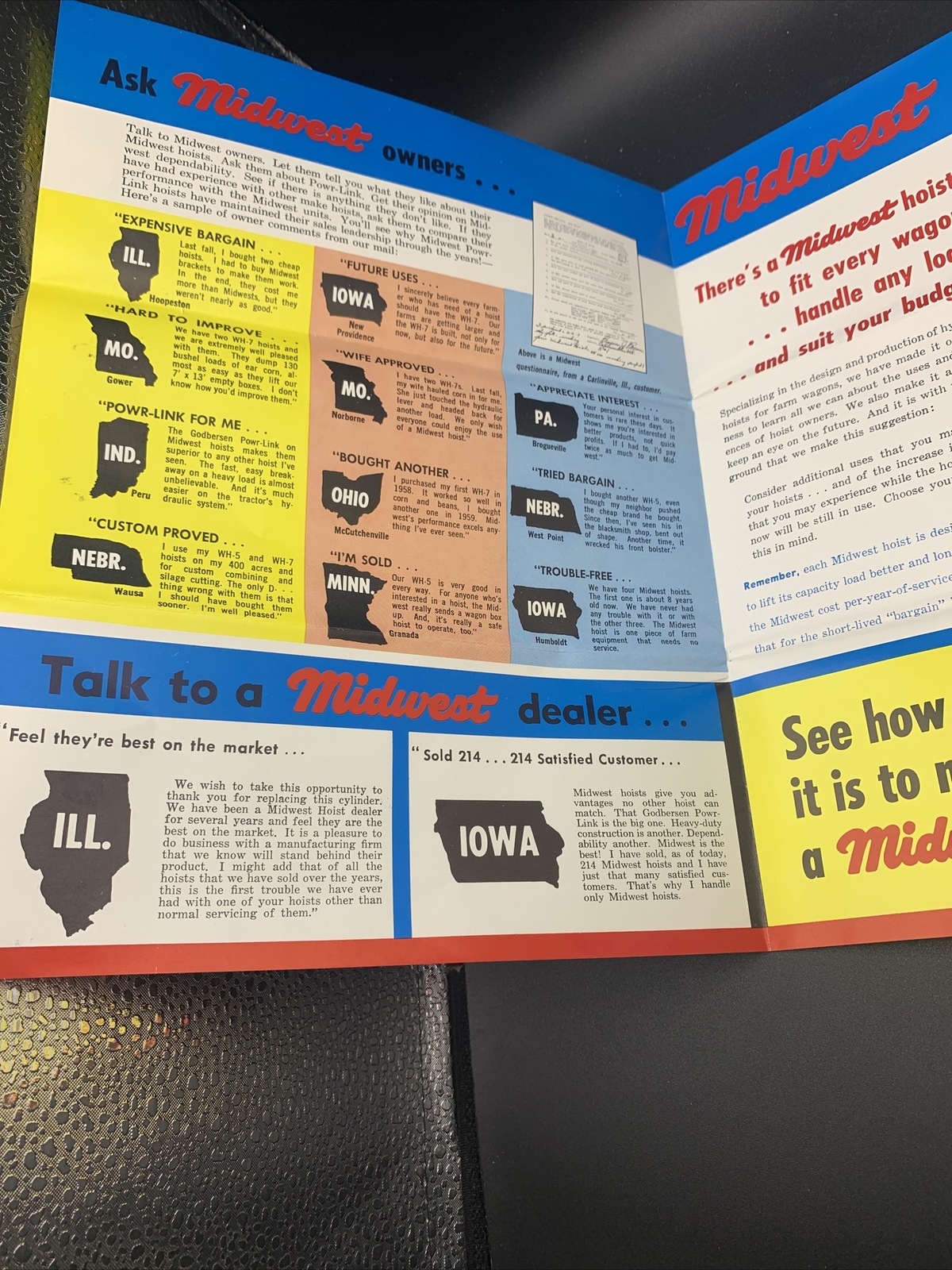 Pair Fantastic 1960’s Midwest Industries Farm Equipment Brochures-Ida Grove Iowa
