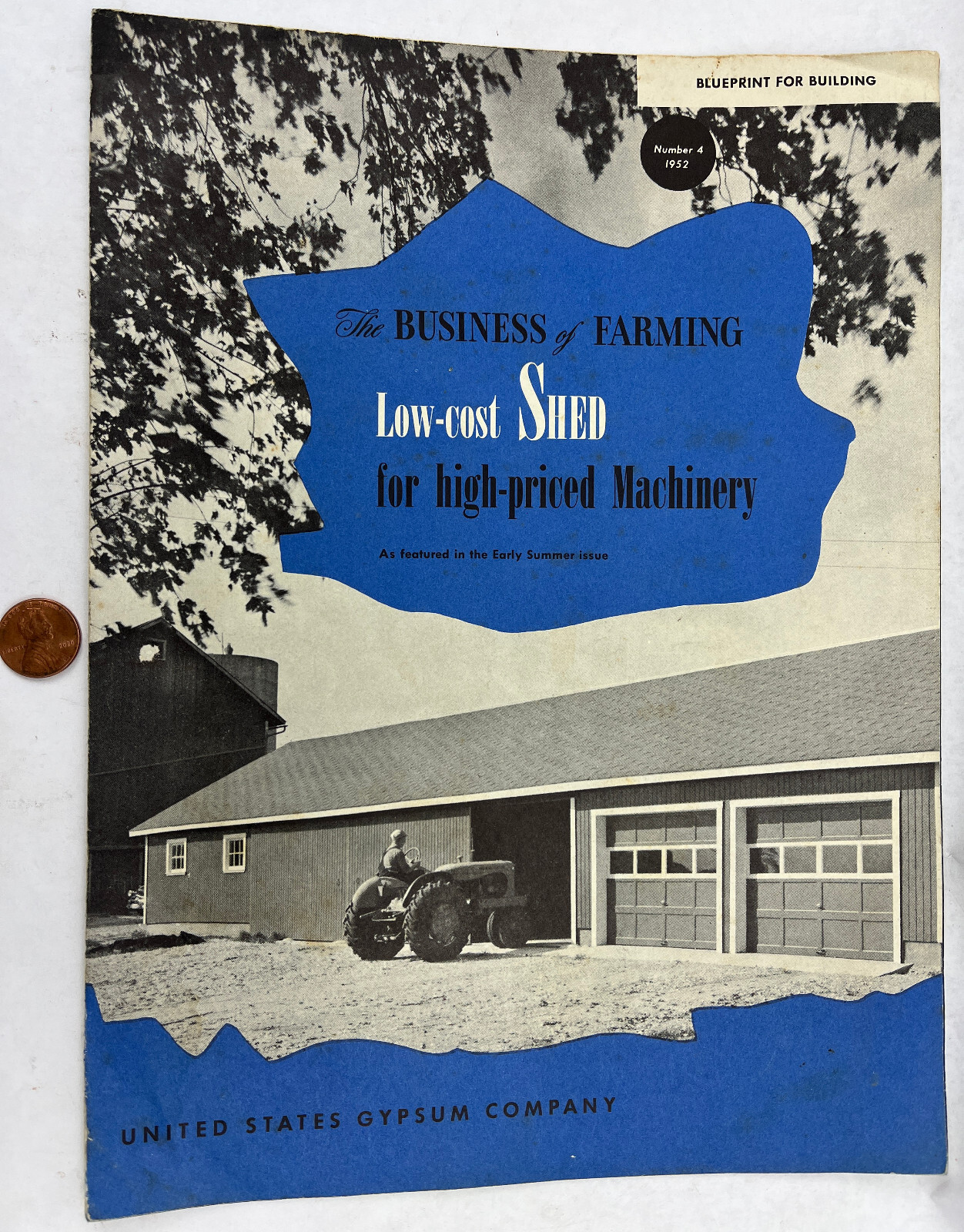 1952 Low Cost Shed for High Priced Machinery for Farms Blueprint U.S. Gypsum Co.