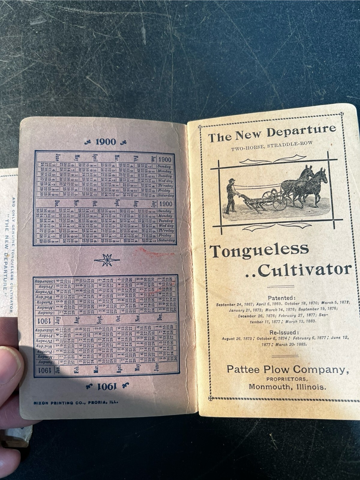 1900-1901 2 Horse Walking Cultivator booklet, PATTEE PLOW Co. Monmouth IL