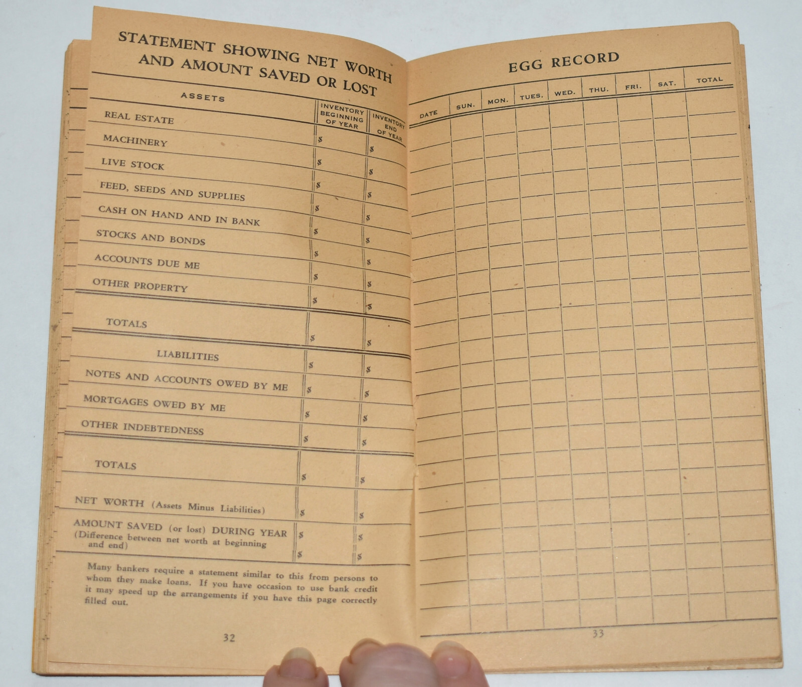 Vintage 1946 Continental Farm Livestock Record Book Advertising Ledger Monona IA