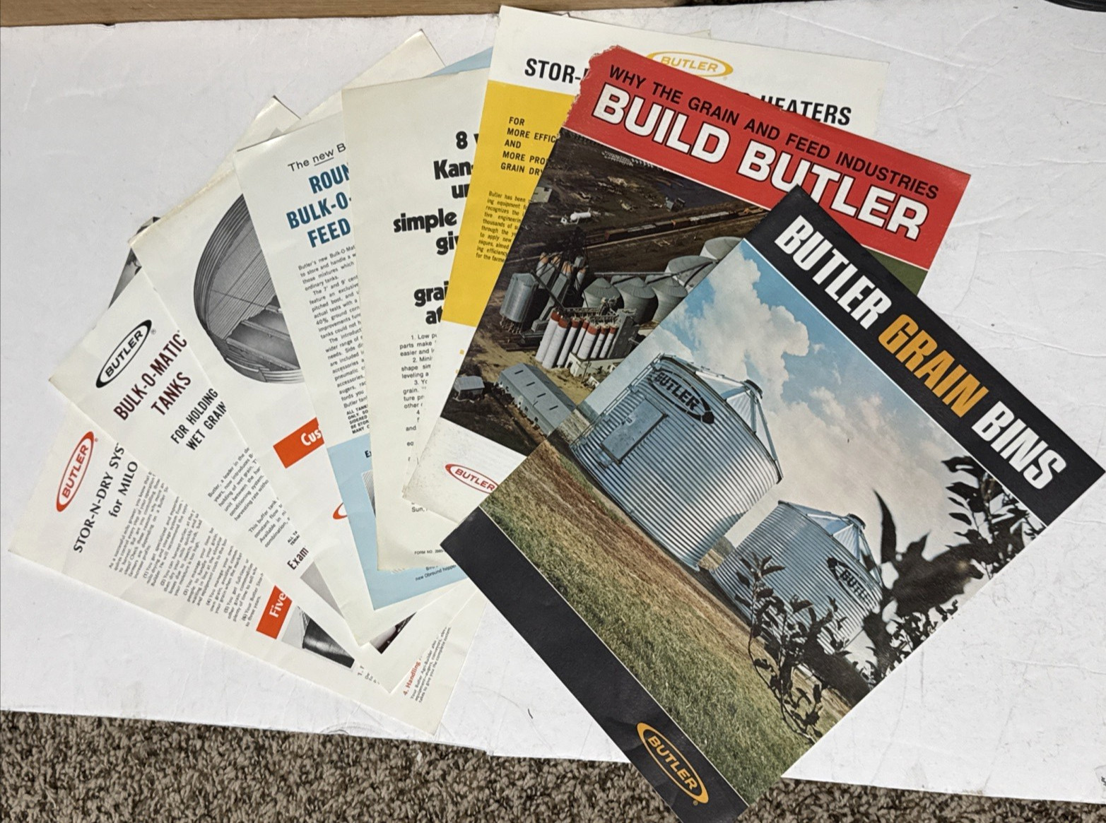 Butler Grain Bins Advertising Brochures Vintage color lot of 8