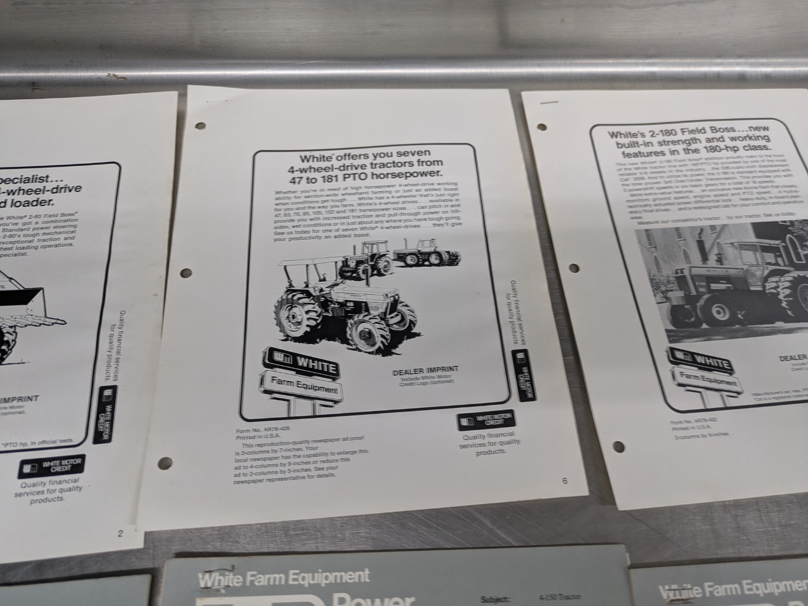 Lot Of 12 White Tractors Implements Dealership Sales Brochures Information