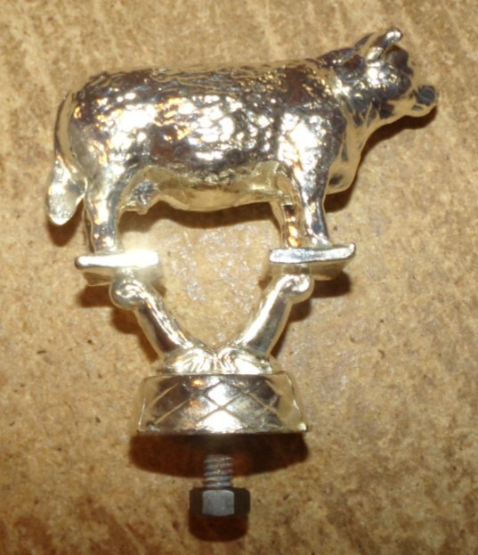 vintage heavy metal silver color shorthorn cow trophy top in nice shape used