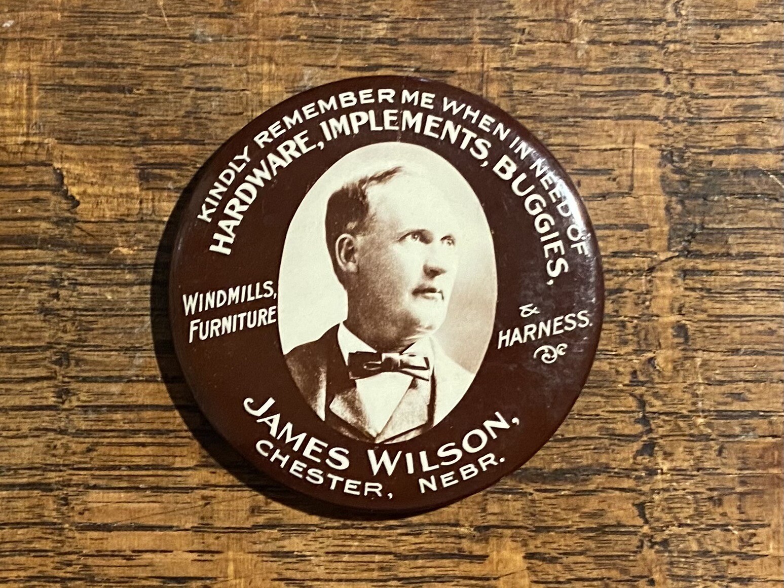 James Wilson Hardware Implement Windmill Chester, NE Nebraska Advertising Mirror